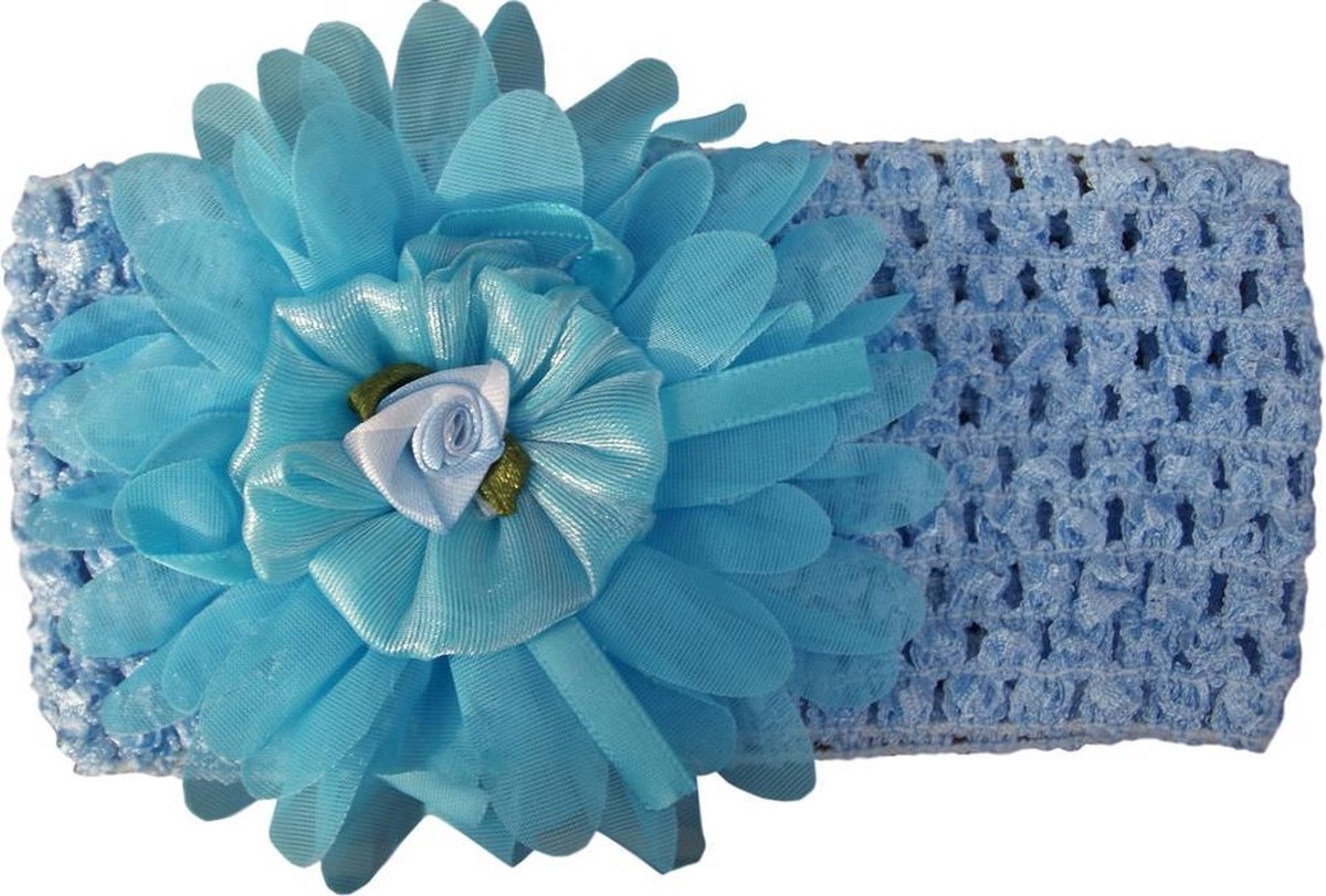 Jessidress Hoofdband Baby Haarband met organza bloem - Blauw op Prijzenvolger.com