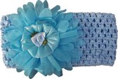 Jessidress Hoofdband Baby Haarband met organza bloem - Blauw