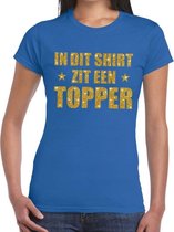 Toppers In dit shirt zit een Topper goud glitter tekst t-shirt blauw voor dames - dames Toppers shirts M