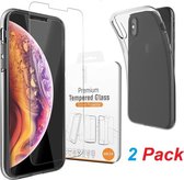 Transparant Hoesje voor iPhone Xs Max Soft TPU Gel Siliconen Case + Tempered Glass Screenprotector