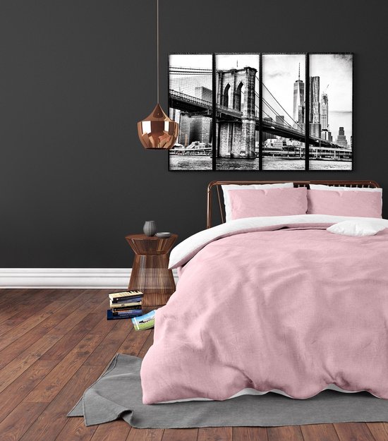 Zensation Twee Kleuren Dekbedovertrek - 140x200/220 + 1 kussensloop 60x70 - Roze/Wit - Eenpersoons van Merkloos — afbeelding 3