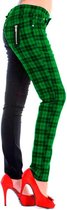 Banned - HALF BLACK HALF CHECK Skinny fit broek - M - Zwart/Groen