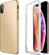 iPhone XS / X Hoesje - 360 Graden Case 2 in 1 Hoes Goud + Ingebouwde Siliconen TPU Cover Screenprotector