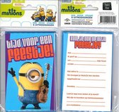 12 Uitnodigingskaartjes met envelop - Minions gitaar - 9 x 13.5 cm