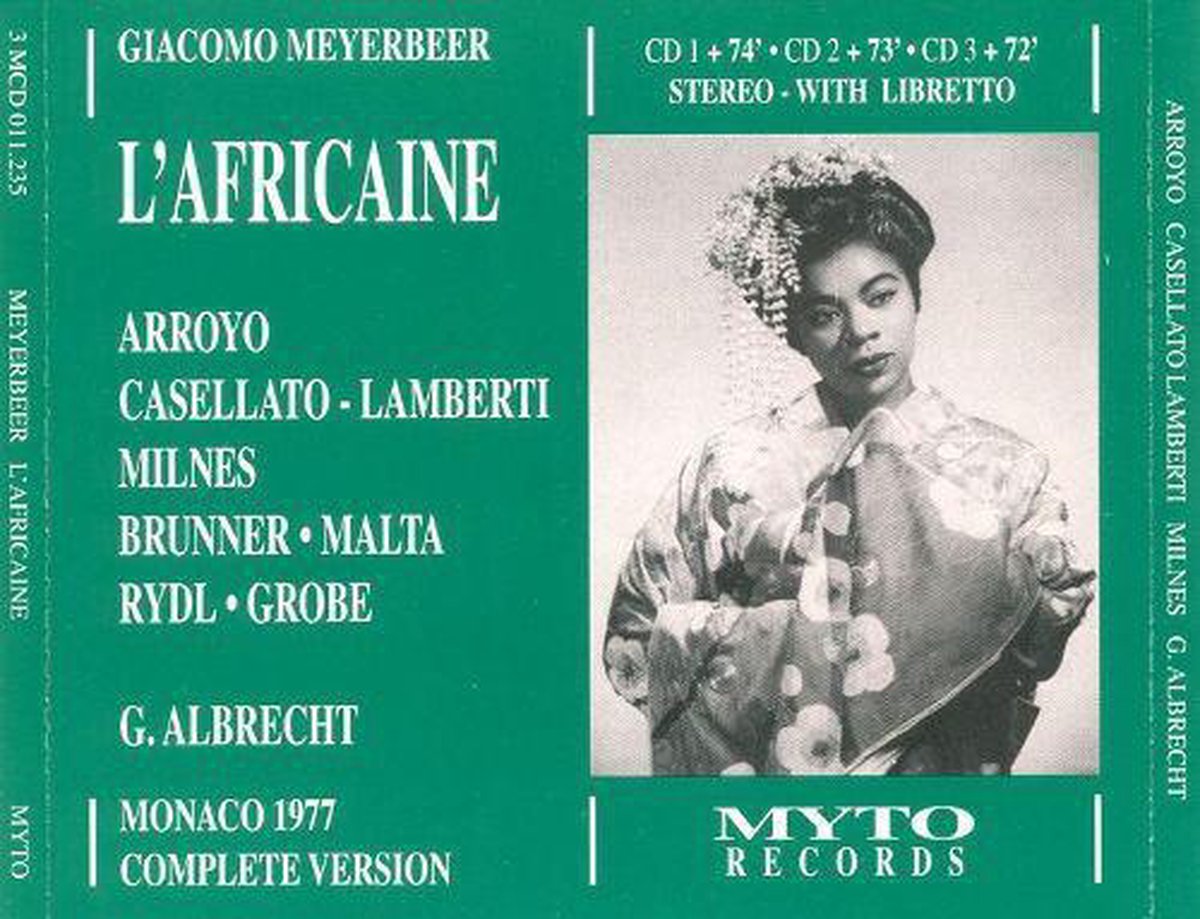 Meyerbeer: L'Africaine - Monaco 1977