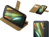 MP Case Cross Pattern TPU Bookstyle voor Moto E (3nd Gen) E3 Goud