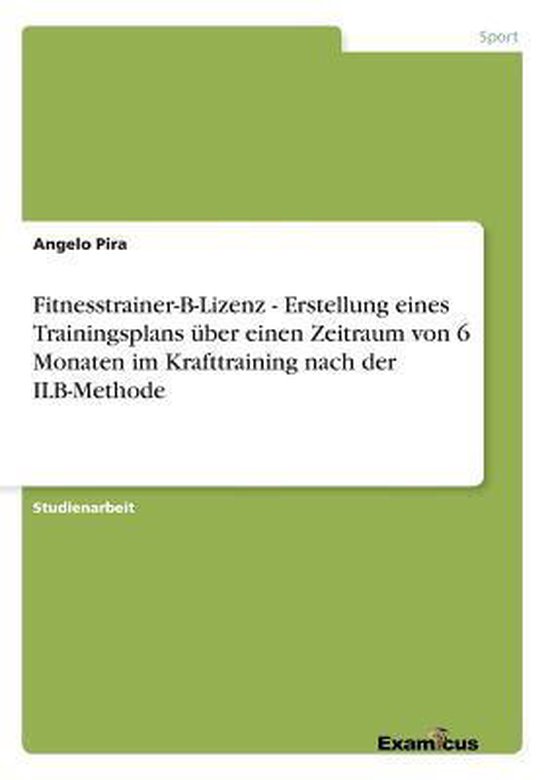 Fitnesstrainer-B-Lizenz - Erstellung eines Trainingsplans ü ... - cover