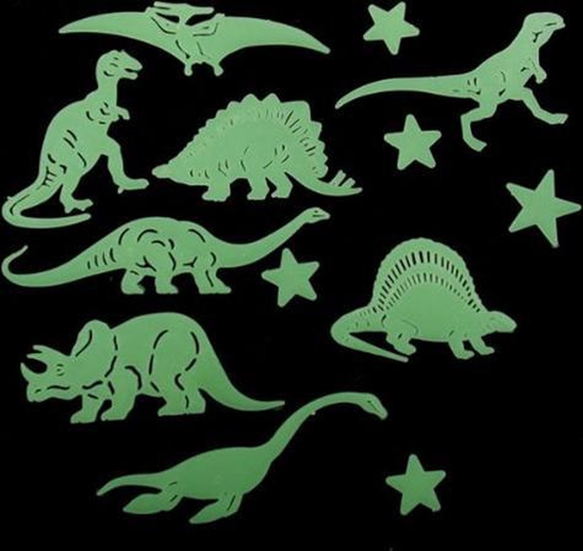 Glow In The Dark Dino / Dinosaurus / Dino's / Dinosauriërs / Dinosaurussen kinderkamer decoratie lichtknop nachtlampje muur sticker - Ardran & Tookar