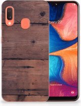 Geschikt voor Samsung Galaxy A20e TPU Hoesje Old Wood