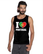 Zwart I love Portugal fan singlet shirt/ tanktop heren M