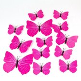3D vlinders Muurstickers Roze Fuchsia Muurdecoratie Woonkamer Kinderkamer Babykamer