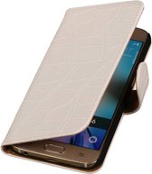 Samsung Galaxy Grand Max - Wit Crocodile Design - Book Case Wallet Cover Hoesje