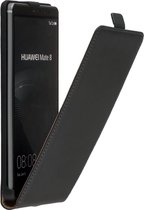 Zwart leder flip case voor de Huawei Mate 8 flipcover hoes