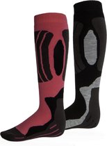 Rucanor Svindal Skisokken - 2-pack - Voor Mannen en Vrouwen - Zwart/Roze - Maat 35-38
