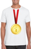 Gouden medaille kampioen shirt wit heren M