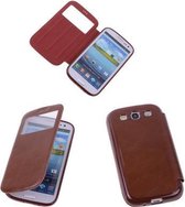 View Case Bruin Samsung Galaxy S3 mini I8190 - Book Case Cover Wallet Hoesje