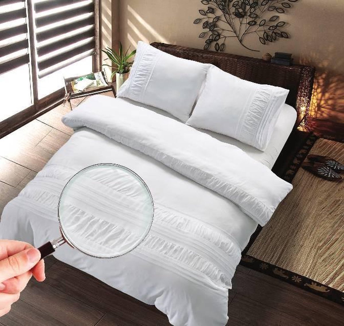 Zydante Dekbedovertrek - Hotel Home Collection - – Microlinnen – Luxe Hotel Look – Ademend en Vochtregulerend – Comfortabel Beddengoed - Plymouth - Wit / 200x140