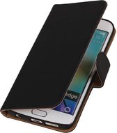 Effen Zwart Samsung Galaxy S6 Edge - Book Case Wallet Cover Hoesje