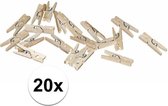 20x mini knijpertjes naturel - 2 cm - kleine/ mini knijpers