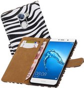 Zebra Bookstyle Hoes voor Huawei Y7 / Y7 Prime Wit