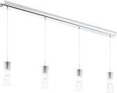 EGLO Pancento - Hanglamp - 4 Lichts - LED - Chroom - Helder, Gesatineerd