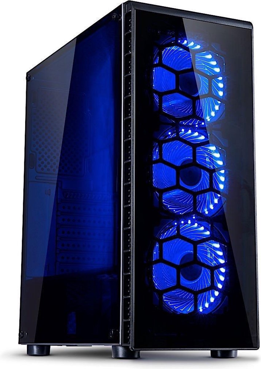 Inter-Tech CXC2 tower-behuizing 2x USB-A 2.0, USB-A 3.2 (5 Gbit/s), 2x Audio, Window-kit