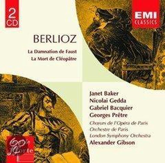 Cd-hoes van Berlioz, La Damnation de Faust met illustraties, EMI Classics logo en namen van de artiesten.