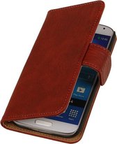 Sony Xperia Z3 - Rood Hout Look hoesje - Book Case Wallet Cover Beschermhoes