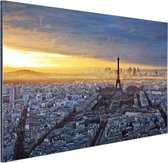 Wanddecoratie Metaal - Aluminium Schilderij Industrieel - Parijs - Skyline - Zon - 180x120 cm - Dibond - Foto op aluminium - Industriële muurdecoratie - Voor de woonkamer/slaapkamer