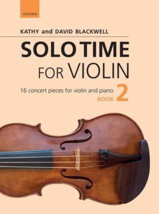 Livre 'Solo Time for Violin Book 2' avec un violon au premier plan, 16 pièces de concert pour violon et piano.