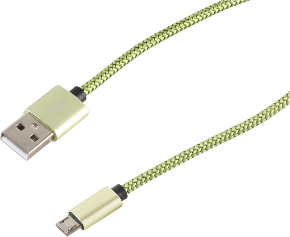 USB-Ladekabel A Stecker auf USB Micro B grün, 0,9m