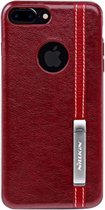 NILLKIN Phenom Case voor iPhone 7 Plus zakelijke stijl lederen oppervlak PC beschermende Case backcover met zachte TPU Frame & magnetische metaal Holder(Red)