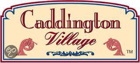 Logo 'Caddington Village' met sierlijke letters en ornamenten.