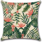 Kussensloop Tropische Print Roze Bloemen - 45x45 cm