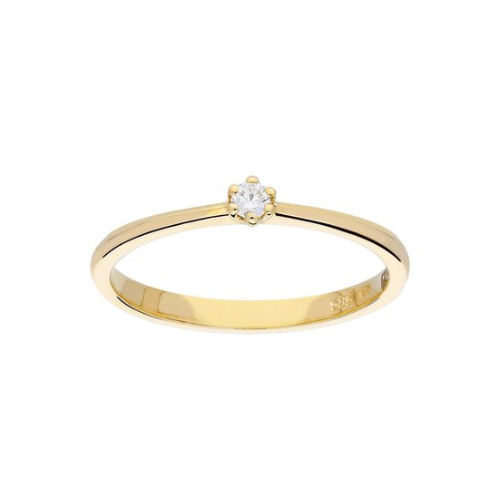Glow ring met diamant solitaire - 1-0.05ct G/SI - geelgoud 14kt - mt 58 |  bol.com