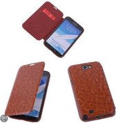 Bestcases Bruin TPU Book Case Flip Cover Motief Samsung Galaxy Note 2