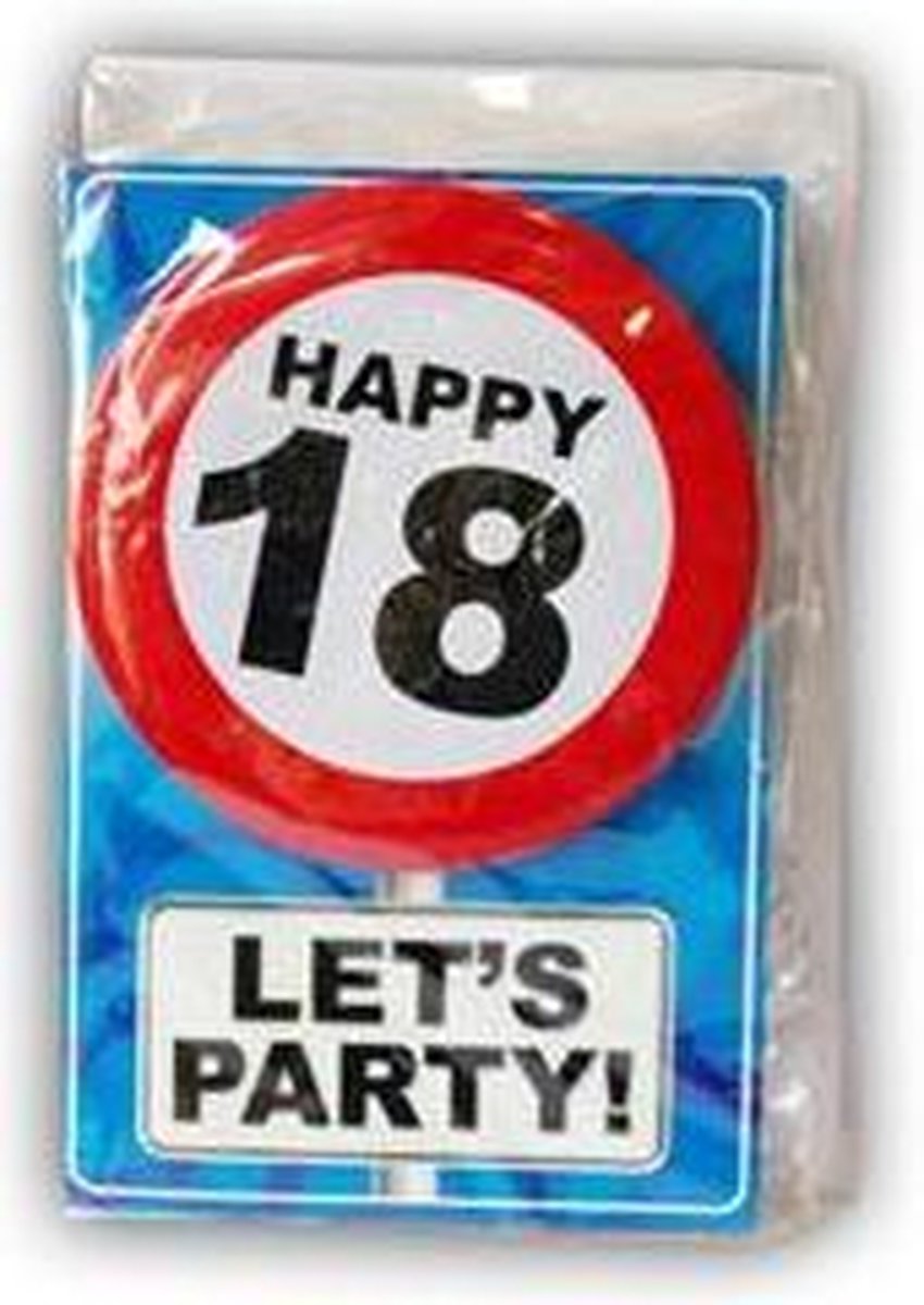 Verjaardagskaart met button 18 jaar