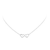 Lovenotes ketting - zilver - opengewerkte harten - anker - 40 + 3 cm