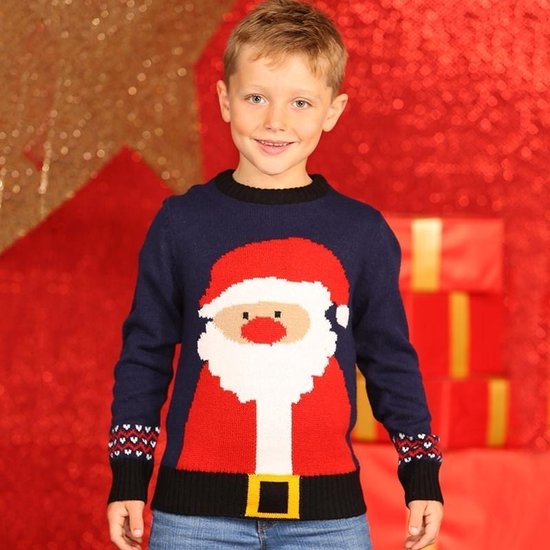 Navy kinder kersttrui met kerstman 3/4 jaar | bol.com