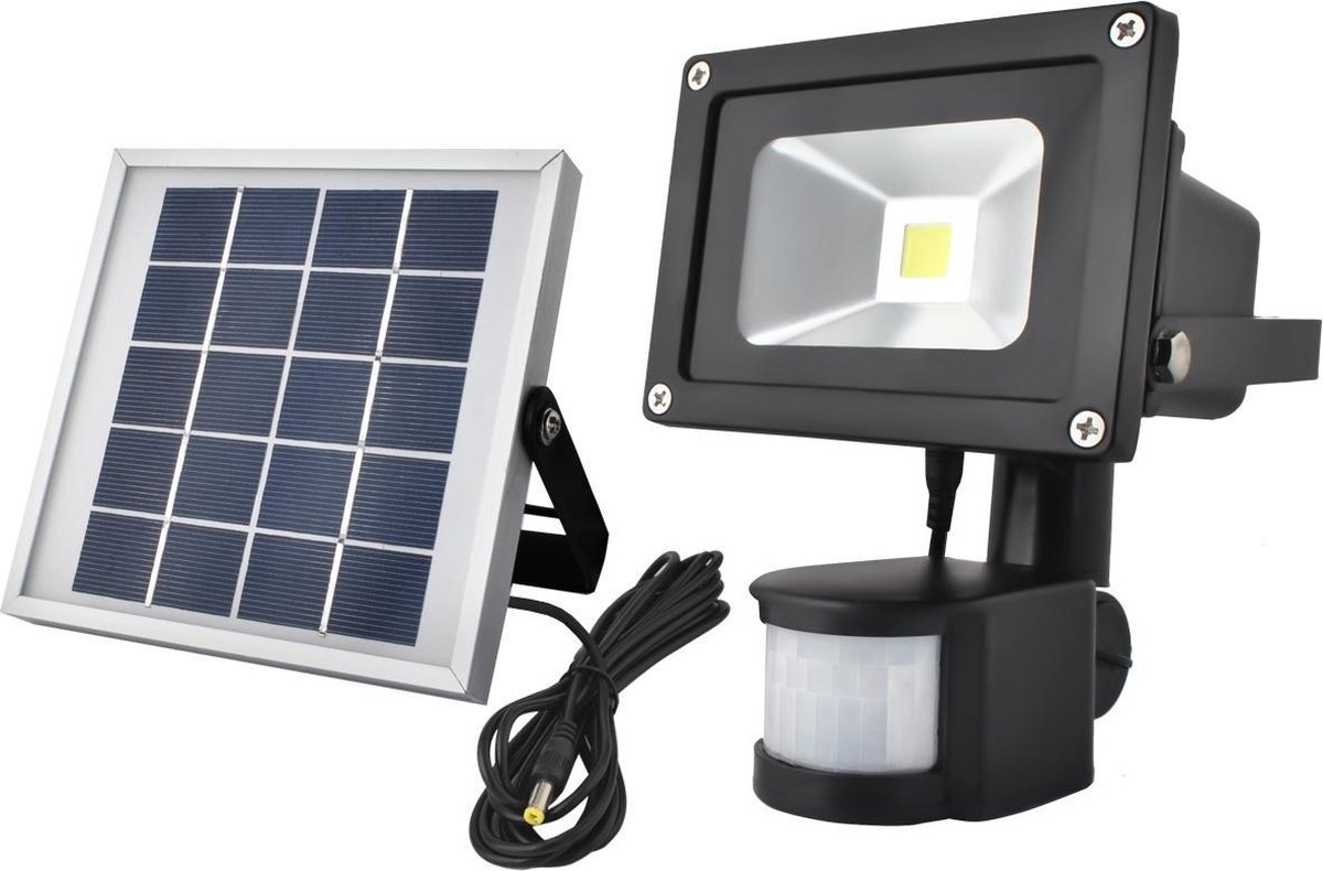 Draadloze LED Schijnwerper - Solar - Met bewegingssensor - Zonne energie -  IP65 - Zwart | bol.com