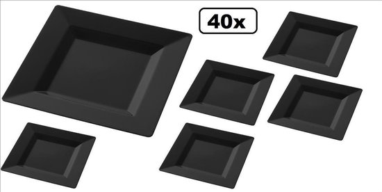 40x Kunstof Bord vierkant zwart 240x240mm | bol.com