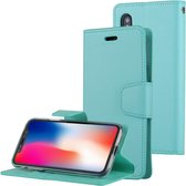 Let op type!! MERCURY GOOSPERY SONATA DIARY for iPhone X Business Style Magnetic Clasp Horizontal Flip Leather Case with Holder & Card Slots & Wallet(Green)