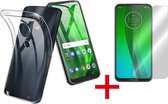 HB Hoesje Geschikt voor Motorola G7 - Siliconen Back Cover & Glazen Screenprotector - Transparant