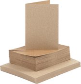 Kaarten en enveloppen, afmeting kaart 10,5x15 cm, afmeting envelop 11,5x16,5 cm, 50 sets, naturel