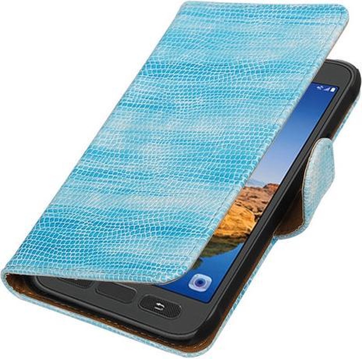 Turquoise Mini Slang booktype wallet cover hoesje voor Samsung Galaxy S7 Active