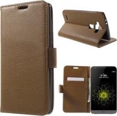Litchi Cover wallet case hoesje LG G5 bruin