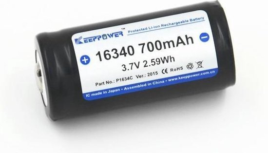 2 pièces - Batterie rechargeable KeepPower 16340 de 700 mAh | bol