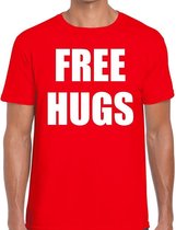 Free hugs tekst t-shirt rood heren 2XL