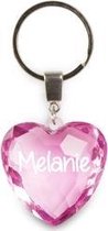 sleutelhanger - Melanie - diamant hartvormig roze