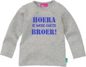 T-shirt lange mouw | Hoera ik word grote broer! | mêlee grijs | maat 74/80
